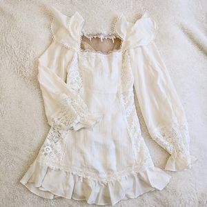 FOR LOVE & LEMONS White Lace Mini Dress